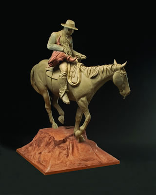 Sample artwork by Greg Kelsey (Born 1971), known for western theme sculpture-cowboys - View similar artists and auction records