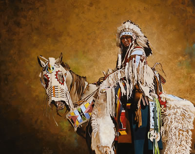 Sample artwork by Edmond Albert (Born 1959), known for native american portrait, western landscape and animal painting - View similar artists and auction records