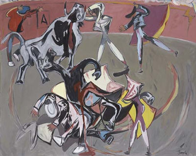 Plaza de toros by Juan Barjola - Auction record, sale price, and art valuation. Compare with similar artists and explore comparable artworks.