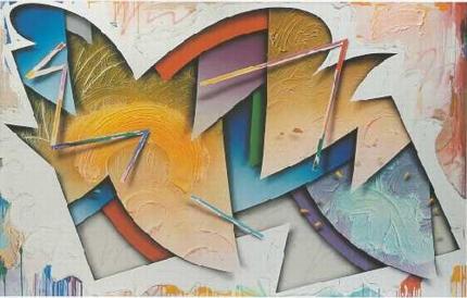 Sample artwork by George Green (Born 1943), known for abstract composition, trompe l'oeil illusion painting - View similar artists and auction records