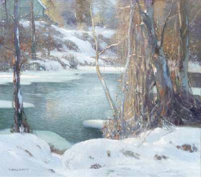 River in Winter by George Ames Aldrich - Auction record, sale price, and art valuation. Compare with similar artists and explore comparable artworks.