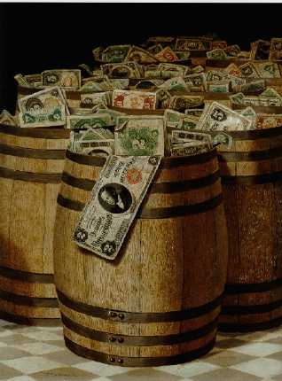 Barrels of Money by Victor Dubreuil - Auction record, sale price, and art valuation. Compare with similar artists and explore comparable artworks.
