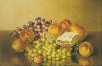 Honeycomb, Peaches, and Grapes