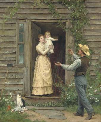 The Homecoming by Jennie Augusta Brownscombe - Auction record, sale price, and art valuation. Compare with similar artists and explore comparable artworks.