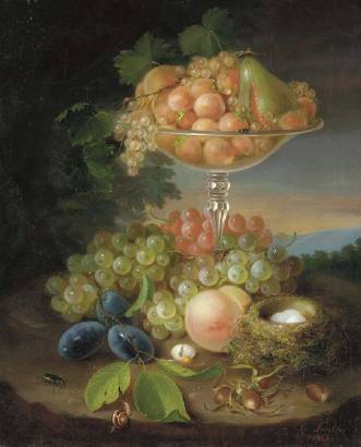 Still Life with Fruit, Nest of Eggs and Insects