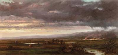 Fire at Twilight by Ferdinand Alexander Wust - Auction record, sale price, and art valuation. Compare with similar artists and explore comparable artworks.