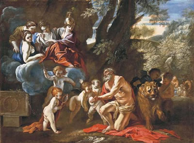 The Four Cardinal Virtues appearing to Saint Jerome