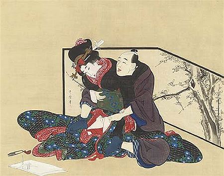 Man seducing a young woman by Kitagawa Utamaro - Auction record, sale price, and art valuation. Compare with similar artists and explore comparable artworks.