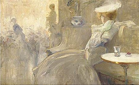 An elegant lady in a café