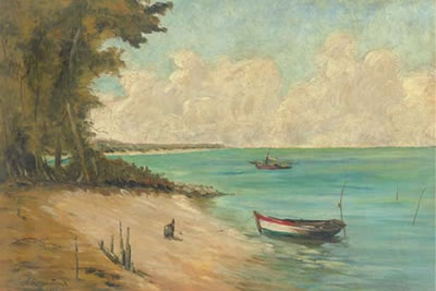 Paisaje con bote by Leopoldo Romanach Guillé - Auction record, sale price, and art valuation. Compare with similar artists and explore comparable artworks.