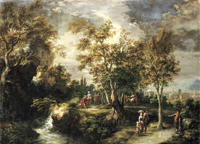 Peasants by a waterfall by Martin Knoller - Auction record, sale price, and art valuation. Compare with similar artists and explore comparable artworks.