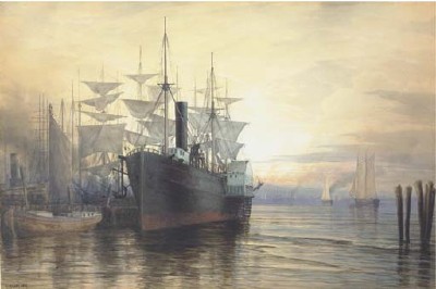 Sunset, New York Harbor by Henry Farrer - Auction record, sale price, and art valuation. Compare with similar artists and explore comparable artworks.