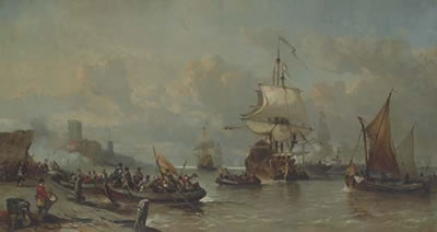 Sample artwork by Antoine Waldorp (1803 - 1866), known for townscape, harbor, ship paintings - View similar artists and auction records