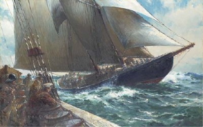 The celebrated Canadian schooner Bluenose at sea by Jack Lorimer Gray - Auction record, sale price, and art valuation. Compare with similar artists and explore comparable artworks.