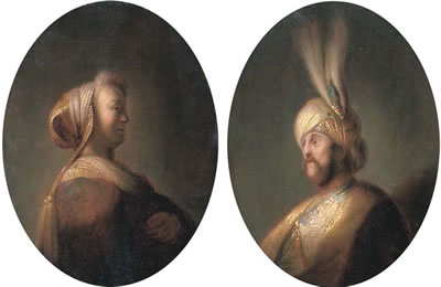 Portrait of a lady, half-length, in oriental costume; and Portrait of a gentleman, half-length, in oriental costume (2) by Jan Adriaensz Staveren - Auction record, sale price, and art valuation. Compare with similar artists and explore comparable artworks.