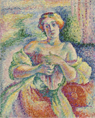 Femme rose et bleue