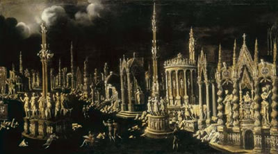 An architectural fantasy with artists sketching by Francois De Nome - Auction record, sale price, and art valuation. Compare with similar artists and explore comparable artworks.