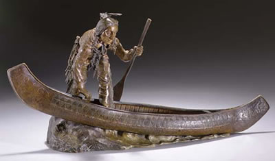 American Indian stepping into a canoe by Carl Kauba - Auction record, sale price, and art valuation. Compare with similar artists and explore comparable artworks.