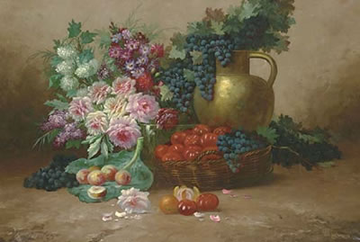 Still Life with Flowers, Fruits, Vegetables and a Copper Jug