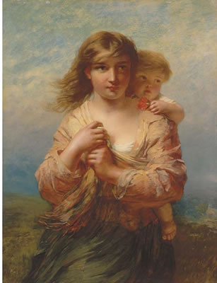 Mother and Child by James John Hill - Auction record, sale price, and art valuation. Compare with similar artists and explore comparable artworks.