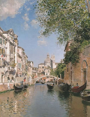 Gondolas on a Canal, Venice