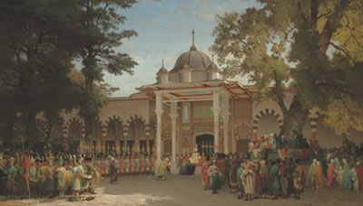 Le Beiram; cérémonie de baise-main à Constantinople, sous le Sultan Mahmoud II