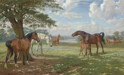 Sample artwork by Wright Barker (1864 - 1941), known for horse and dog portraits and cattle in landscape painting - View similar artists and auction records