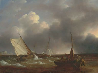 Fishing boats coming ashore in the channel