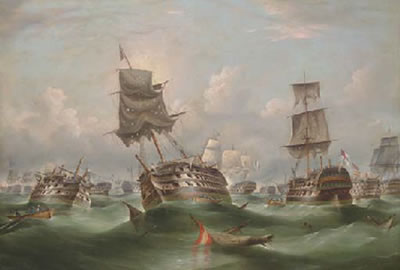 The battle of Trafalgar; The exhausted fleets at the end of the day