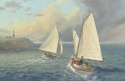 Catboats off Sankaty Lighthouse, Natucket