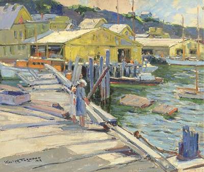 Figures Along a Dock
