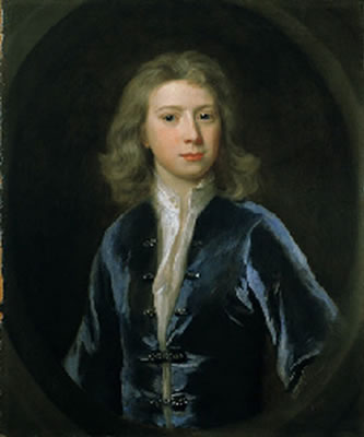 Portrait of a young man, identified as Jonathan Richardson, Jnr., half-length in a blue jacket