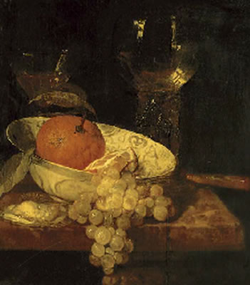 A roemer and a façon de Venise, oranges in a Wan-Li kraak porcelain bowl, an oyster, grapes and a knife on a table by Abraham van Beyeren - Auction record, sale price, and art valuation. Compare with similar artists and explore comparable artworks.