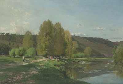 Vaches au bord d'un fleuve
