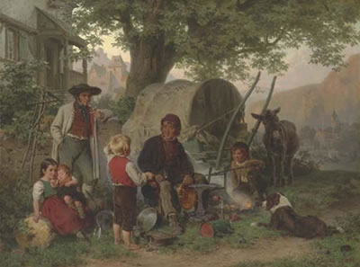 Reisender und Kinder am Lagerfeuer by Ernst Bosch - Auction record, sale price, and art valuation. Compare with similar artists and explore comparable artworks.