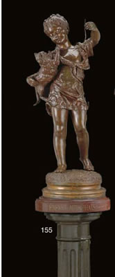 A French bronze group entitled 'Enfant aux chats', on pedestal by Emile Henri LaPorte - Auction record, sale price, and art valuation. Compare with similar artists and explore comparable artworks.
