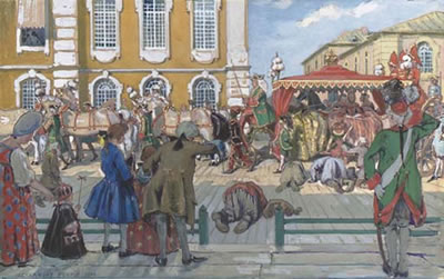Promenade of Empress Elizabeth by Alexandre Nikolaevich Benois - Auction record, sale price, and art valuation. Compare with similar artists and explore comparable artworks.