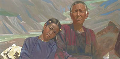 Portrait of a Tibetan Woman and Her Granddaughter