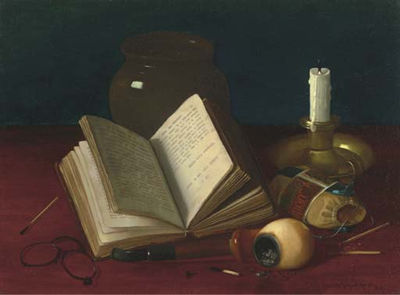 Still Life with a Pipe, Candelstand and Book