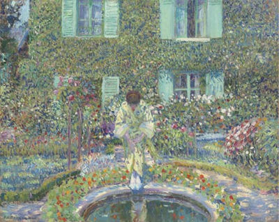 The Garden Pool by Frederick Carl Frieseke - Auction record, sale price, and art valuation. Compare with similar artists and explore comparable artworks.