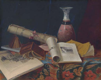 Sample artwork by Nicholas Brooks (1840 - 1904), known for trompe l'oeil still life, portrait - View similar artists and auction records