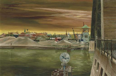 Sample artwork by Aaron Bohrod (1907 - 1992), known for mod genre-landscape and trompe still life painting - View similar artists and auction records