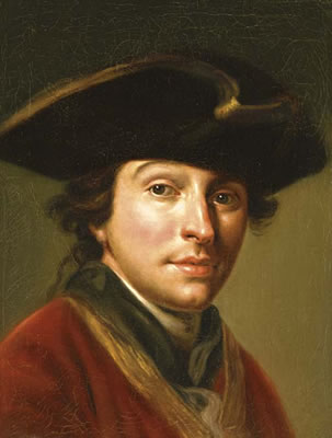 Portrait of the artist Anton von Maron (1733-1808), bust-length, in a red coat and black hat
