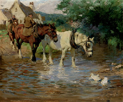 Crossing the Ford by Lucy Kemp Welch - Auction record, sale price, and art valuation. Compare with similar artists and explore comparable artworks.