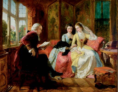 Oliver Goldsmith reading a novel to Miss Horneck