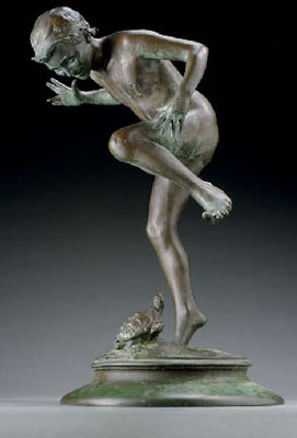 Boy with Turtle by Henri Crenier - Auction record, sale price, and art valuation. Compare with similar artists and explore comparable artworks.