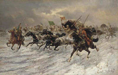 Russian Horsemen Storming the Battle Field