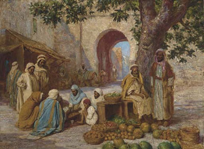 Market Day before the City Walls in Rabat