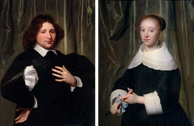 Portrait of Jan Hendrik Lestevenon, half-length in a black coat; and Portrait of Esther de Bary, half-length, holding a fan