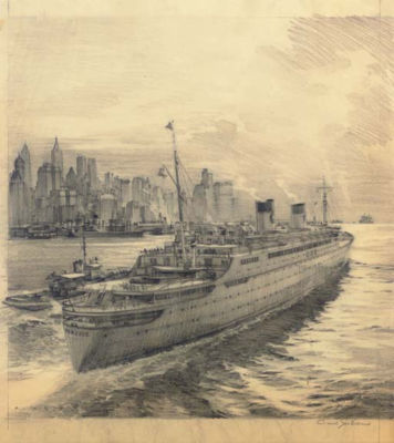 M.S. Homeric leaving New York harbor